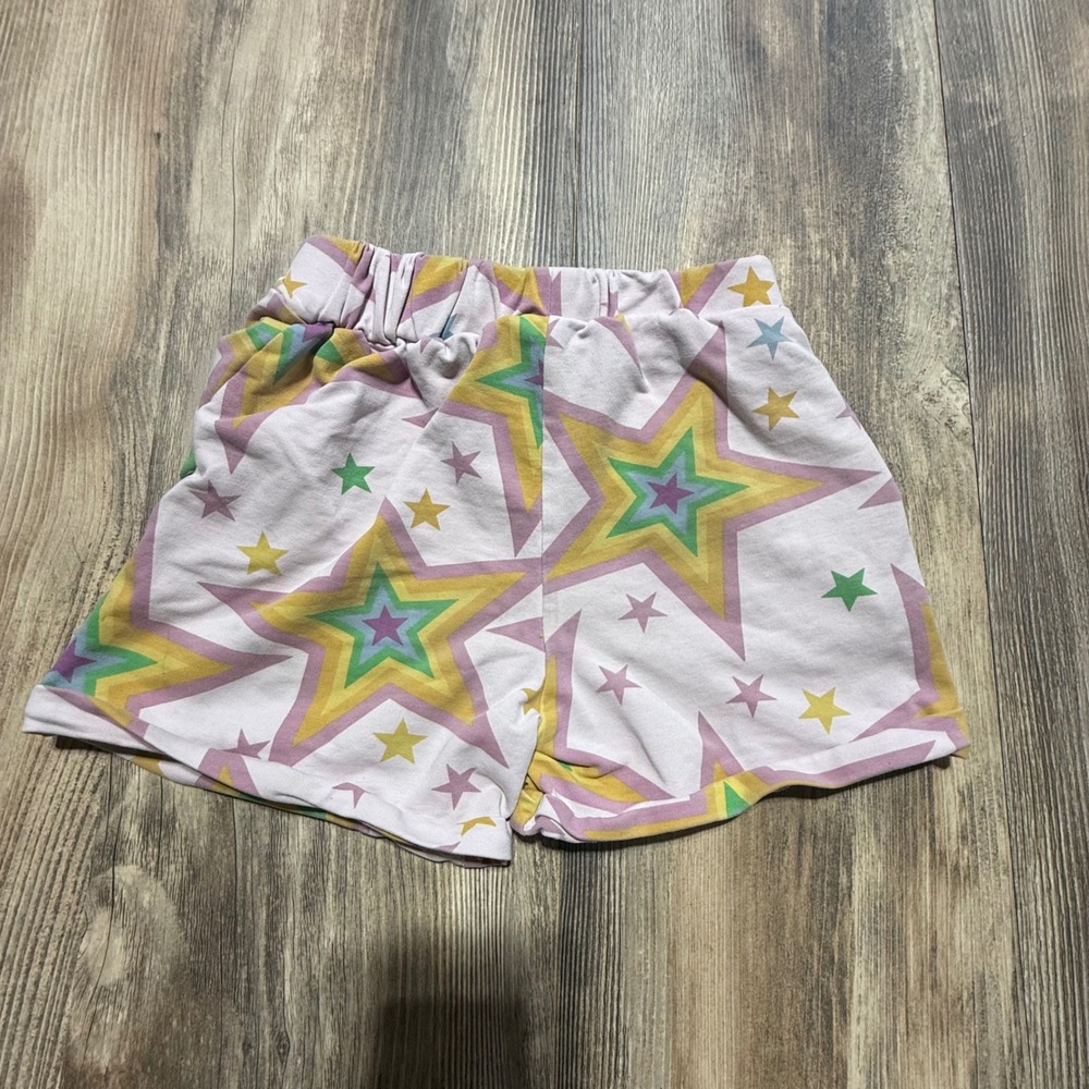 Lola + The Boys Kids Rainbow Star Print Elastic Waist Shorts Pink Size 2